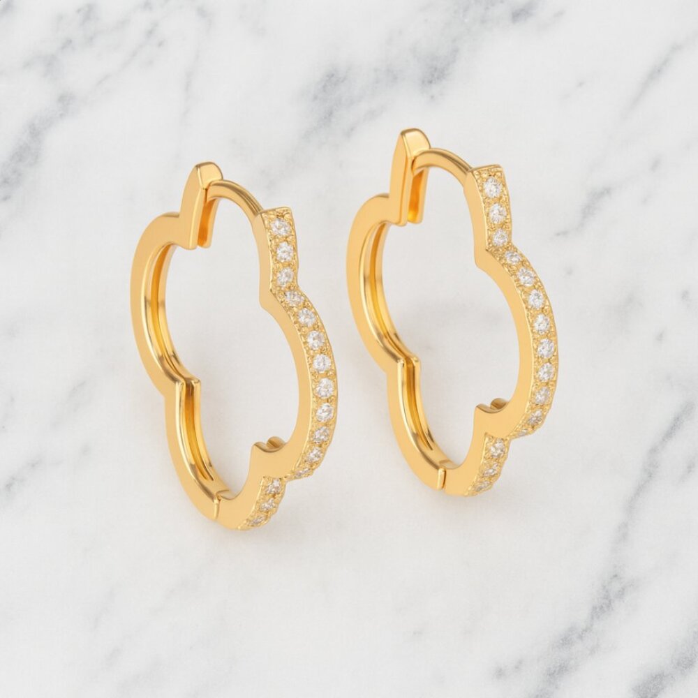 gold or silver “Essie” Pave Bling Clover Hoop Earrings - Picture 3 of 4
